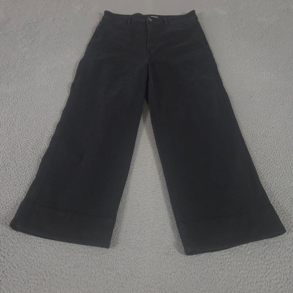 LOFT Pants Womens 10/30 Black High Waist Wide Leg Cotton Stretch Solid Essential